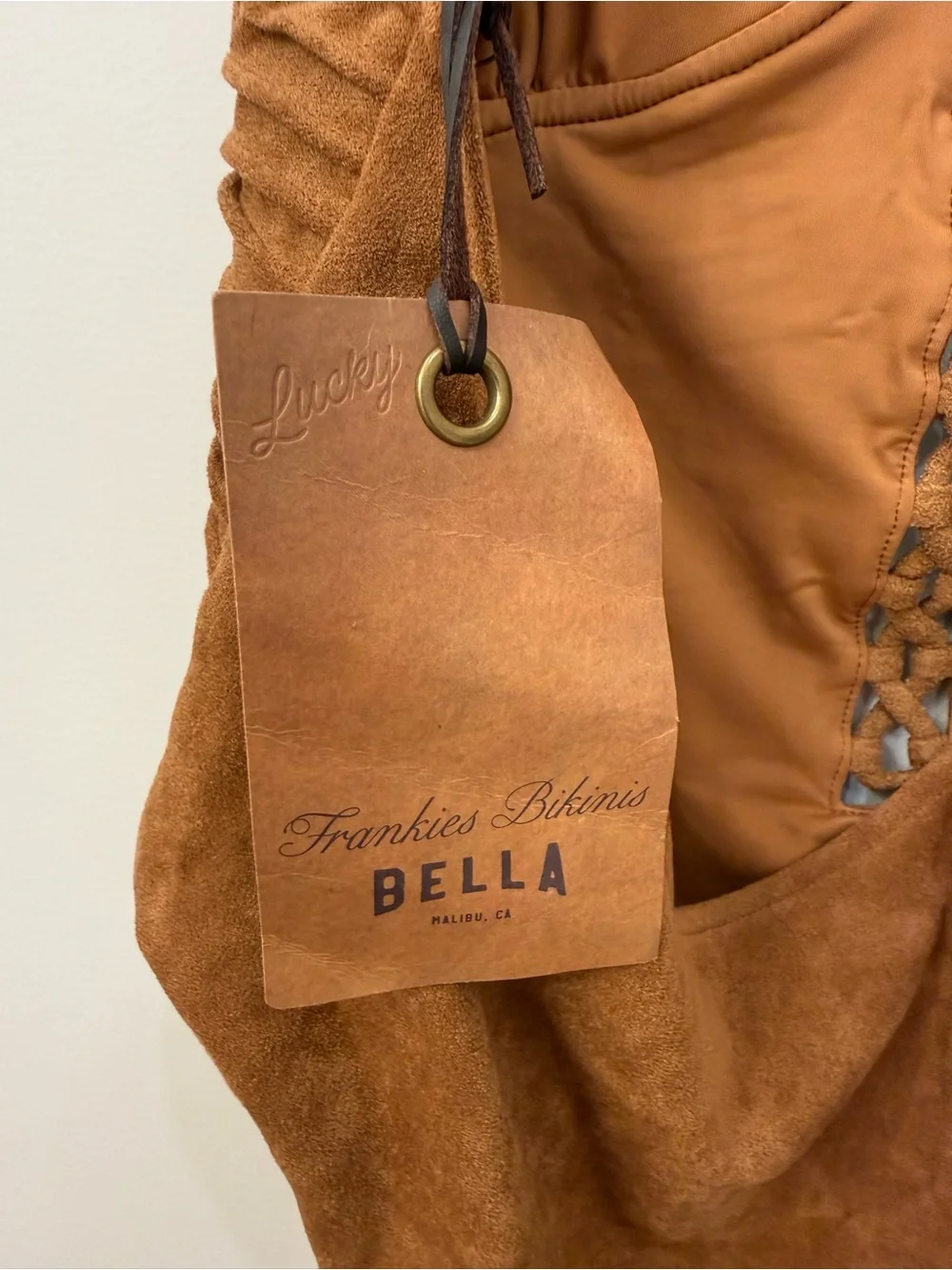 Frankie’s Bikinis x Bella Hadid Suede One Piece Swimsuit Bodysuit